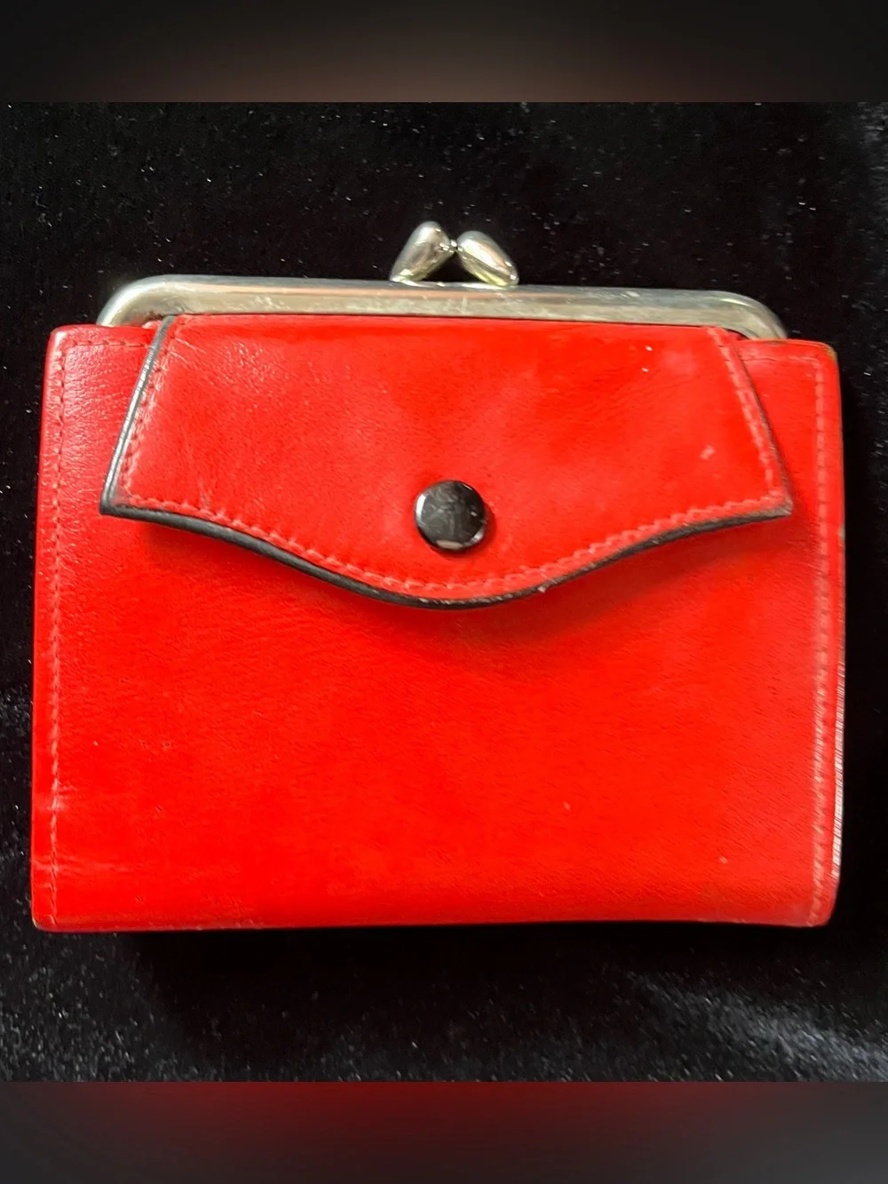 St. Thomas Vintage Lipstick Red Leather Wallet Coin Purse